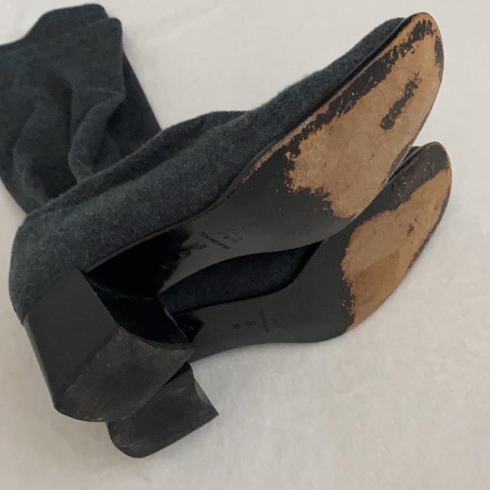 {VTG} Sesto Meucci | Pull On Chunky Heel Square Toe Stretch Sock Boots Gray (8) - Picture 9 of 15